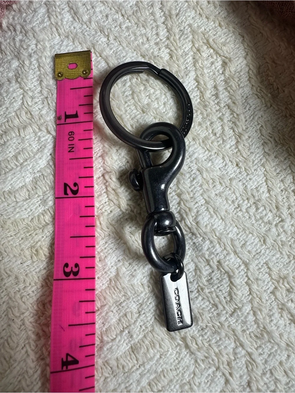 Coach Unisex Black Metal Keychain with Lobster Clasp